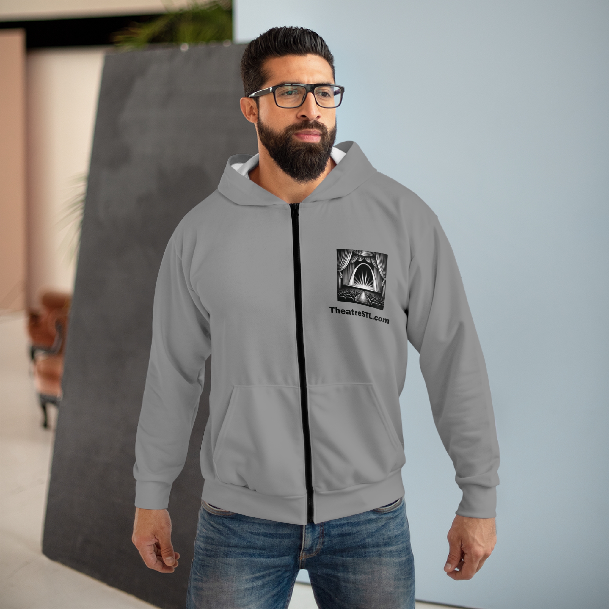 TheatreSTL.com Unisex Zip Hoodie (AOP)
